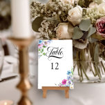 Numeração De Mesa Casamento Floral Elegante Do Jardim De Flores Selv<br><div class="desc">Cartão de número da mesa de casamento de flor selvagem com arranjos florais de cor d'água e tipografia elegante. Design floral de aquarelas com flores silvestres e verde em tons de verde-lavanda azul-rosa-rosado e magenta. Moderno, bonito vibrante e colorido este design botânico do jardim floral tem o charme e o...</div>