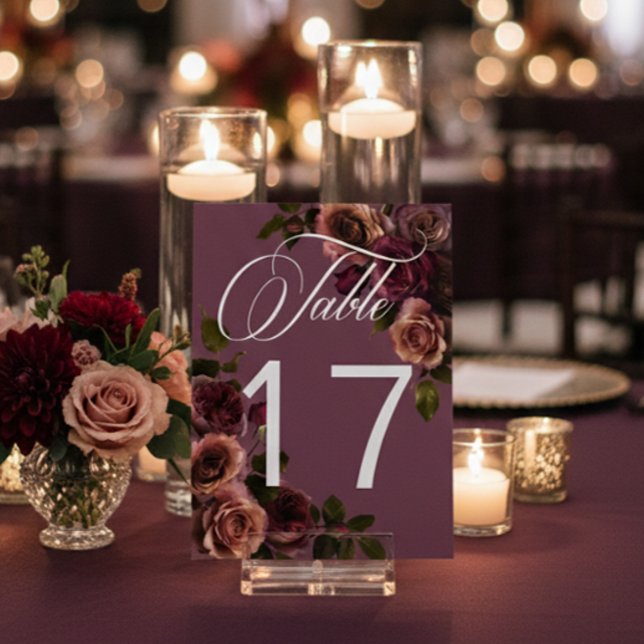 Numeração De Mesa Casamento Floral Elegante e Sofisticado com Tons d (Criador carregado)