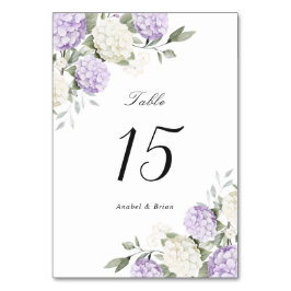 Numeração De Mesa Casamento Floral Elegante Hortênsia Roxa Verde