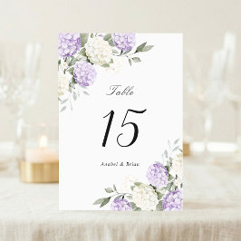 Numeração De Mesa Casamento Floral Elegante Hortênsia Roxa Verde