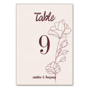 Numeração De Mesa Casamento Floral Elegante Marrom