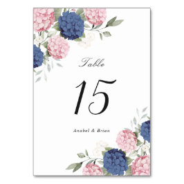 Numeração De Mesa Casamento Floral Elegante Rosa e Azul Marinho Hort