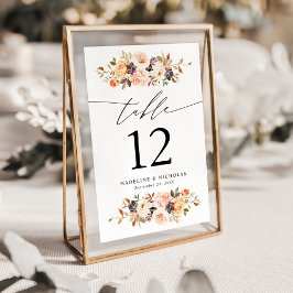 Numeração De Mesa Casamento Floral Elegante Rústico de Outono