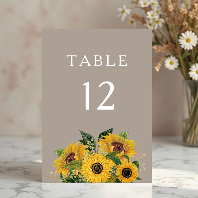 Numeração De Mesa Casamento Floral Elegante Taupe (Elegant Taupe Floral Wedding Table Number)