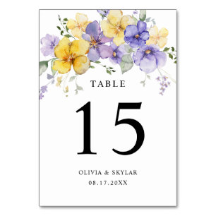 Numeração De Mesa Casamento Floral Empoeirado Brilhante Lavanda Roxa