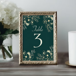Numeração De Mesa Casamento Floral Esmeralda Dourado