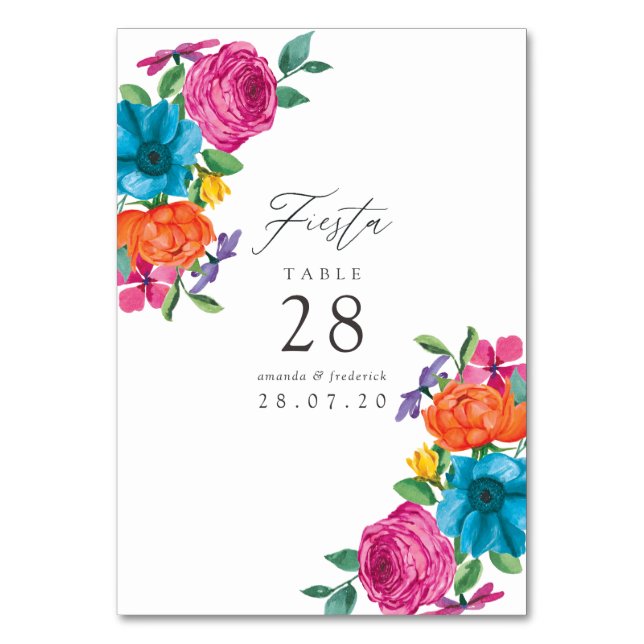 Numeração De Mesa Casamento Floral Fiesta Aquarela (Frente)