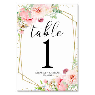 Numeração De Mesa Casamento Floral Geométrico Rosa Elegante