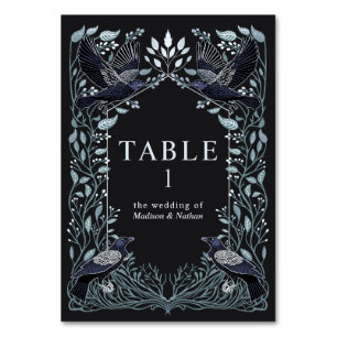 Numeração De Mesa Casamento Floral Gótico Encantado Prata Corvo