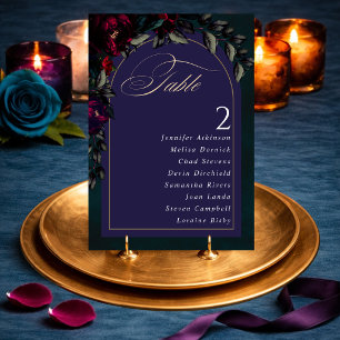 Numeração De Mesa Casamento Floral Gótico Turquesa Vermelho Sombrio