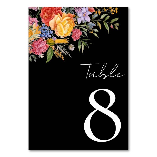 Numeração De Mesa Casamento Floral Holandês Negro Elegante Boho (Frente)