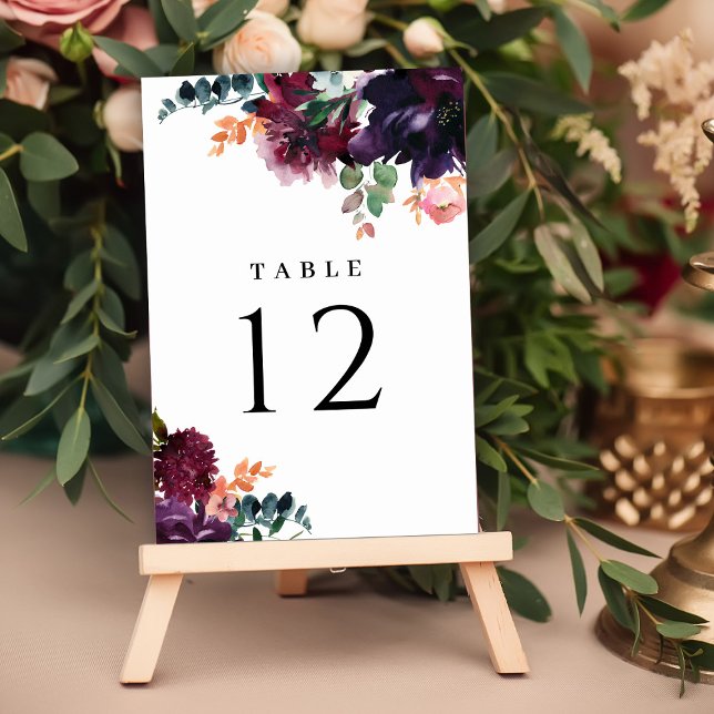 Numeração De Mesa Casamento Floral Luxurioso da Borgonha (Criador carregado)