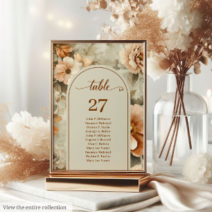 Numeração De Mesa Casamento Floral Marfim Cobre Boho Minimalista