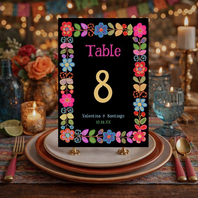 Numeração De Mesa Casamento floral mexicano moderno (Criador carregado)