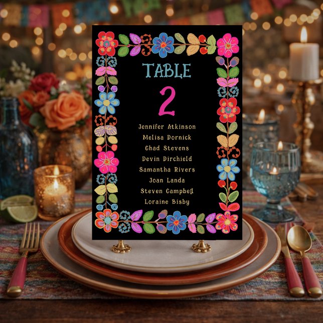 Numeração De Mesa Casamento floral mexicano moderno (Criador carregado)