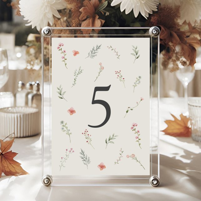 Numeração De Mesa Casamento Floral Mínimo de Beige Boho (Criador carregado)