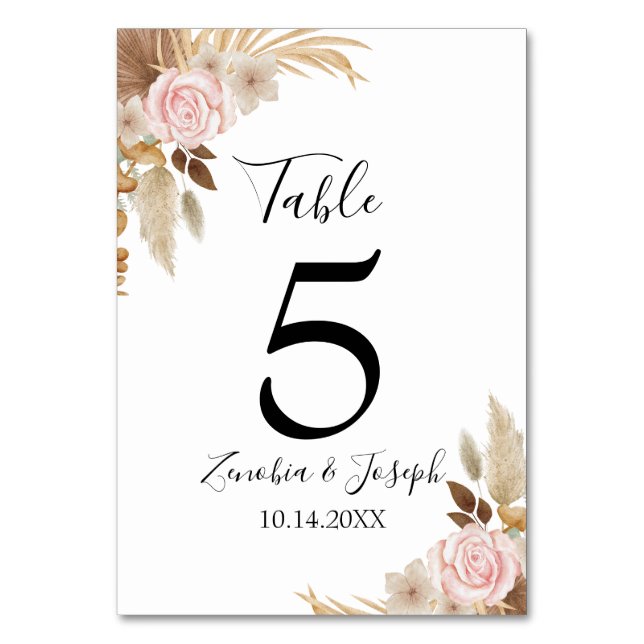 Numeração De Mesa Casamento Floral Mínimo Leaf Boho (Verso)