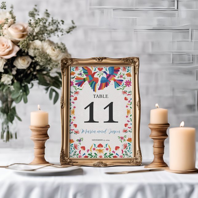 Numeração De Mesa Casamento Floral Moderno Boda Mexicano Fiesta Colo (Mexican Fiesta Colorful Floral Modern Boda Wedding Table Number)