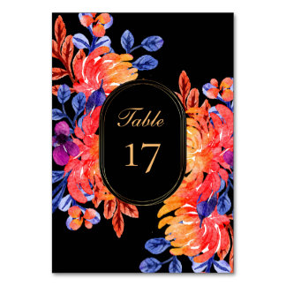 Numeração De Mesa Casamento Floral Moderno em Aquarela Chic