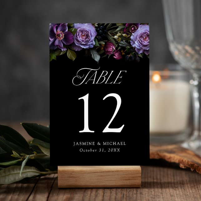 Numeração De Mesa Casamento Floral Moody Gothic Purple (Criador carregado)