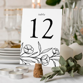 Numeração De Mesa Casamento Floral Negro e Branco esboçado