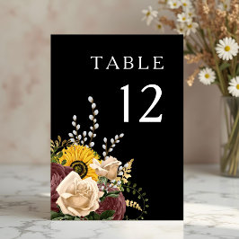 Numeração De Mesa Casamento Floral Negro Elegante