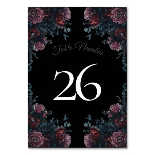 Numeração De Mesa Casamento Floral Negro Elegante Negro Gótico