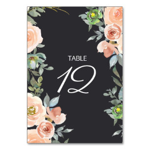 Numeração De Mesa Casamento Floral Pastel Verde Pêssego Navy