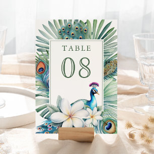 Numeração De Mesa Casamento Floral Pavão Indiano Tropical