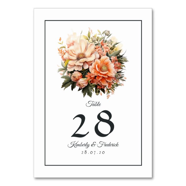 Numeração De Mesa Casamento Floral Peach Fuzz (Frente)