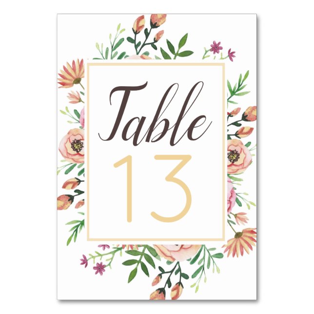 Numeração De Mesa Casamento Floral Pêssego (Frente)