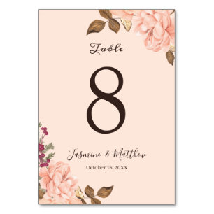 Numeração De Mesa Casamento Floral por Aquarela Rosas Victoria Blush