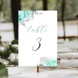 Numeração De Mesa Casamento Floral Prateado Água Elegante