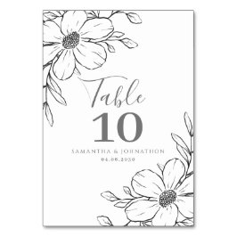 Numeração De Mesa Casamento Floral Preto Branco