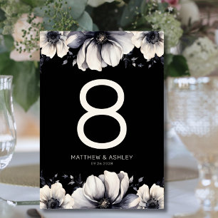 Numeração De Mesa Casamento Floral Preto Elegante
