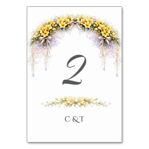 Numeração De Mesa Casamento Floral Romântico Amarelo Canário de Free