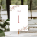 Numeração De Mesa Casamento Floral Romântico de Blush Vintage<br><div class="desc">Cartão romântico de número da mesa de casamento,  adornada com uma design floral de cor-de-água e caligrafia clássica.</div>