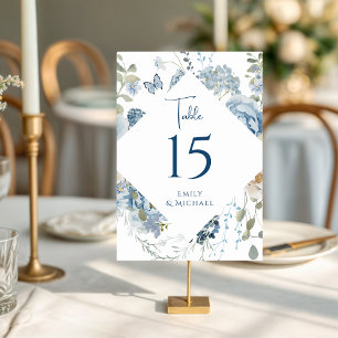Numeração De Mesa Casamento Floral Romântico de Molas Azuis Azuis
