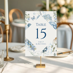 Numeração De Mesa Casamento Floral Romântico de Molas Azuis Azuis