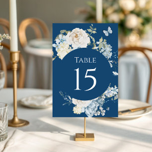 Numeração De Mesa Casamento Floral Romântico de Molas Azuis Azuis