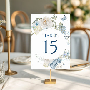 Numeração De Mesa Casamento Floral Romântico de Molas Azuis Azuis