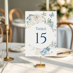 Numeração De Mesa Casamento Floral Romântico de Molas Azuis Azuis