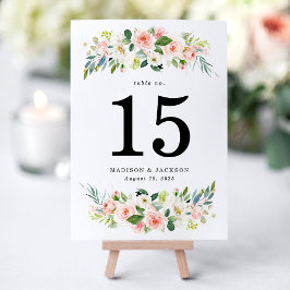 Numeração De Mesa Casamento Floral Rosa Elegante