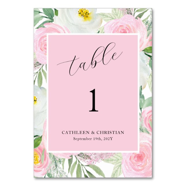 Numeração De Mesa Casamento Floral Rosa Encantado  (Frente)