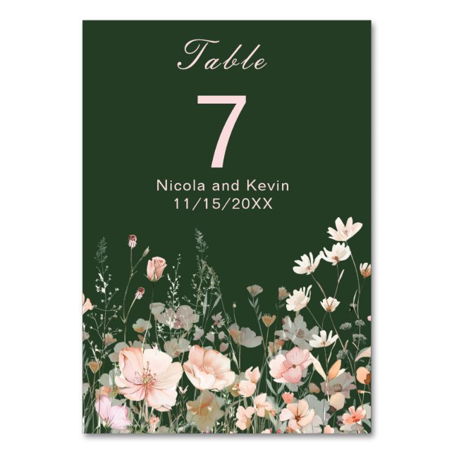 Numeração De Mesa Casamento Floral Rosa Rosa-Blush Primavera (Frente)