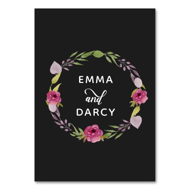 Numeração De Mesa Casamento Floral Rosa-Rosa-De-Aquarela-Russo (Verso)