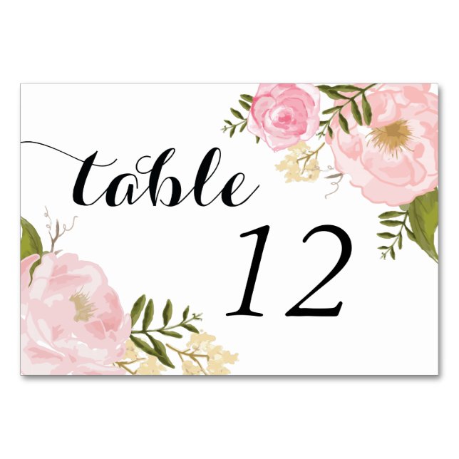 Numeração De Mesa Casamento Floral Rosa Rosa Moderno (Frente)