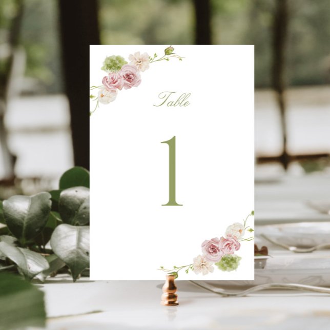 Numeração De Mesa Casamento Floral Rosa Verde (Criador carregado)