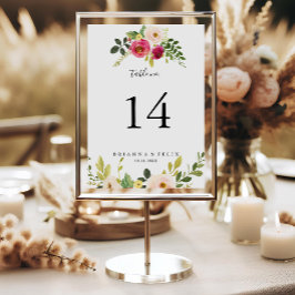 Numeração De Mesa Casamento Floral Rosa Verde