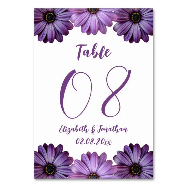 Numeração De Mesa Casamento Floral Roxo (Frente)